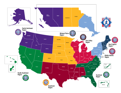 Babe Ruth League Regions Map